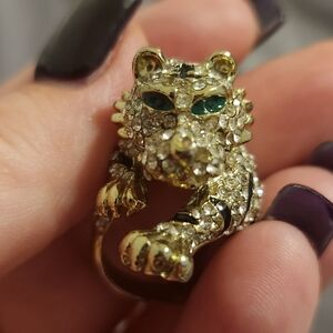 Tiger rhinestone ring